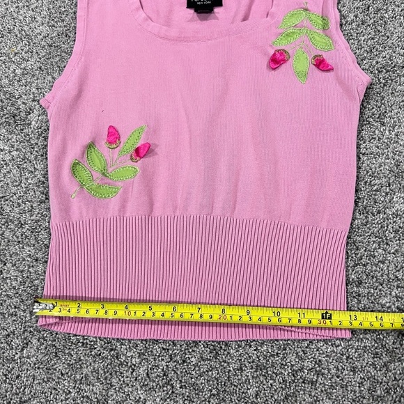 Persaman New York Pink Sleeveless Crop Sweater Vest 100% Cotton Ribbed Size M - Picture 5 of 7
